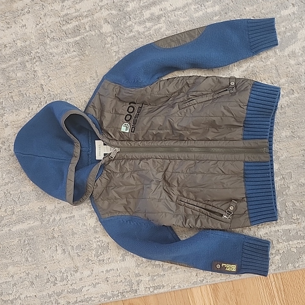 Diesel boys sweater hooded green blue size S